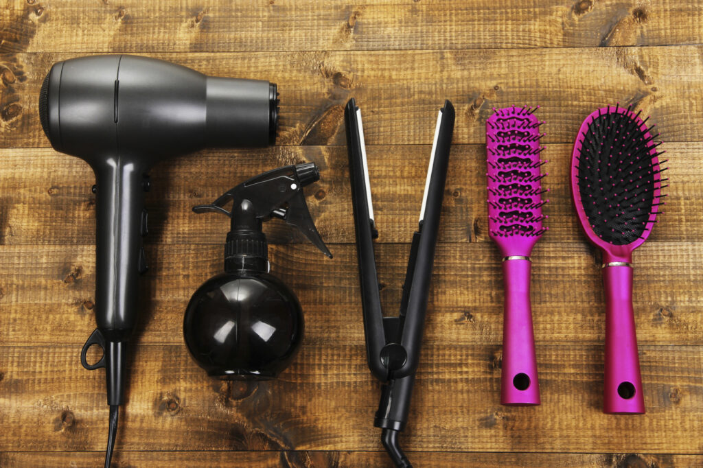 Hairdressing tools on table